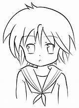 School Girl Anime Uniform Drawing Getdrawings Cute sketch template