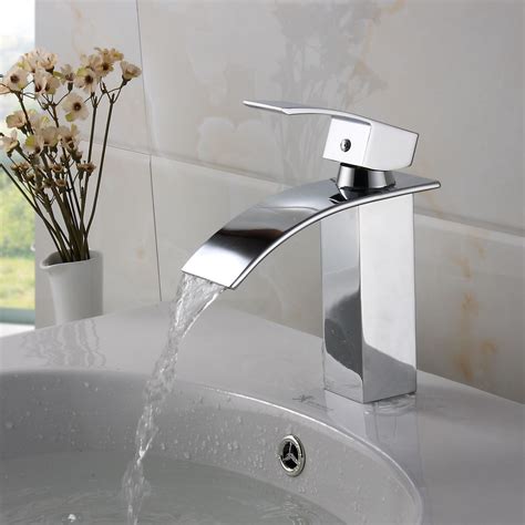 elite modern bathroom sink waterfall faucet chrome finish