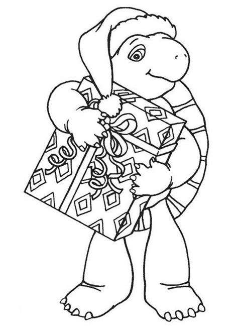 franklin  turtle  christmas present coloring page batch
