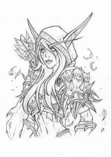 Warcraft Coloring Sylvanas Pages Artstation Elf Drawing Windrunner Drawings Adult Tattoo Fantasy Zeichnungen May Rachael Book Colouring Dessin Coloriage Elfe sketch template