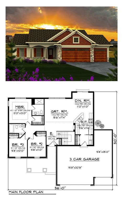 ranch house plan  total living area  sq ft  bedrooms  full bathroom