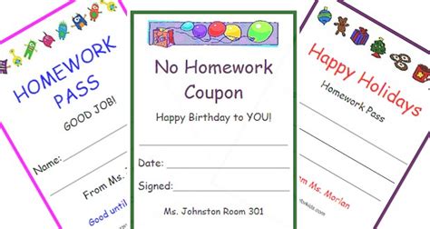 printable homework pass activities  kids