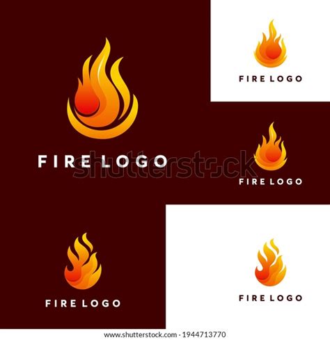 set modern fire flame logo designs stock vector royalty