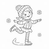Coloring Winter Girl Skating Outline Sports Cartoon Book Ice Kids Stock Illustrations Preview Mittens Comic sketch template