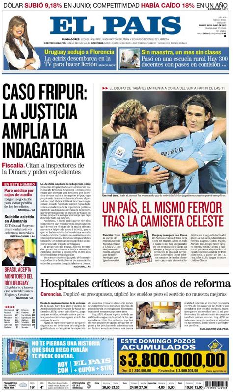journal el pais uruguay les unes des journaux de uruguay edition du samedi  de juin de