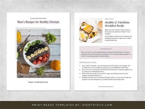 cookbook template  word  minimal design