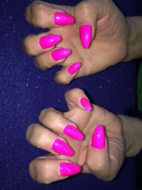 neon pink squareletto nails nails nail colors nails inspiration