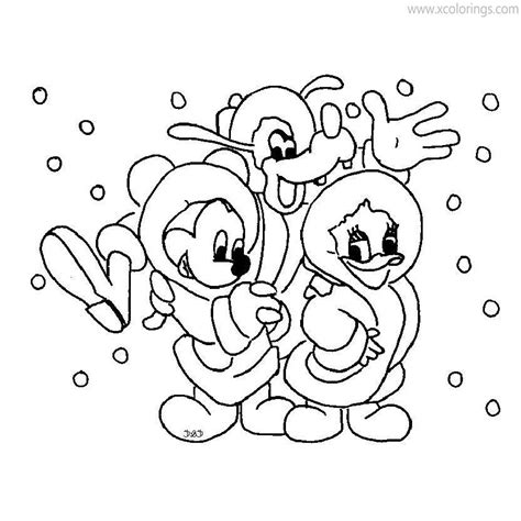 mickey mouse christmas snowing coloring pages xcoloringscom