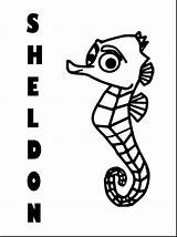Nemo Finding Coloring Pages Seahorse Outline Sheldon Squirt Drawing Sea Horse Dory Crush Color Clipart Templates Cartoon Drawings Characters Colouring sketch template