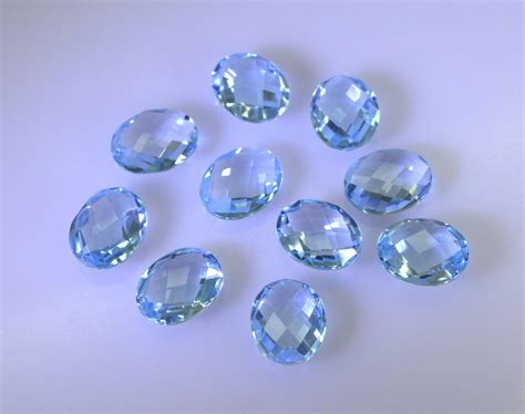 Blue Topaz Loose Stone 1 Pieces 8 X 10 Mm Oval Blue Faceted Gemstone