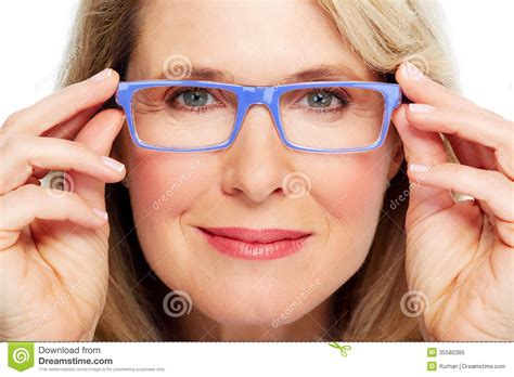 Beautiful Senior Woman Wearing Eyeglasses Stock Image Image Of