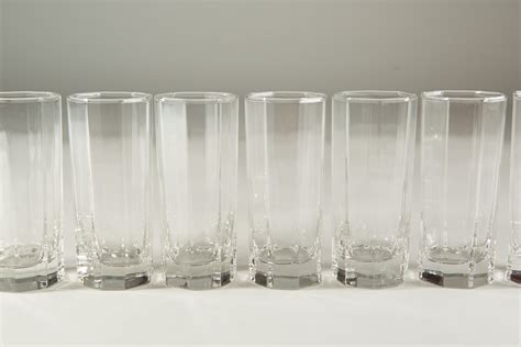 octagon glasses oz vintage set  skinny tumblers geo barware