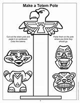 Totem Pole Printable Poles Native American Coloring Crafts Craft Kids Symbols Pages Printables Book Templates Indian Americans First Kindergarten Animals sketch template