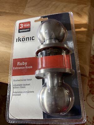 ikonic ruby entrance door handle knobs   keys brushed nickel finish ebay