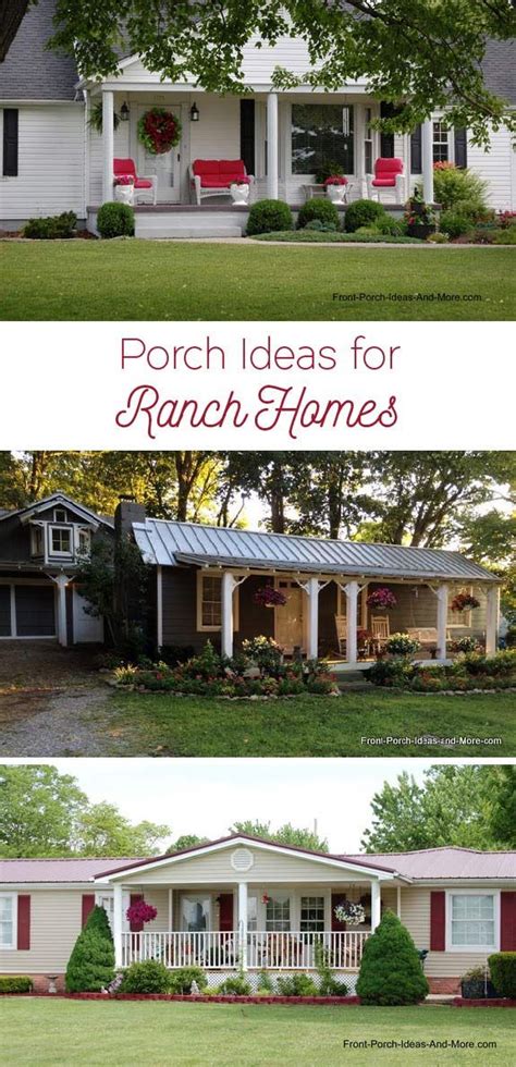 ranch home porches images  pinterest facades front porch addition  front porch