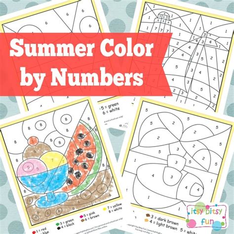 summer color  number worksheets itsy bitsy fun