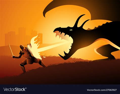 knight fighting  dragon royalty  vector image