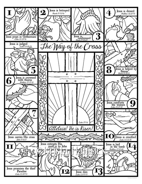 review  stations   cross colouring pages references