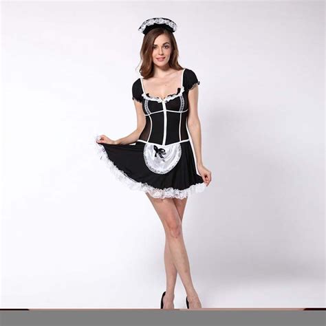 black erotic maid dress servant costume with heardress