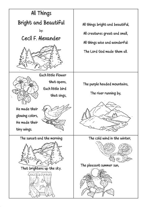 bright  beautiful coloring booklet poetry comprehension