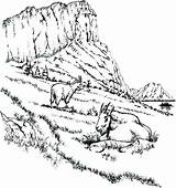 Mountain Colouring sketch template