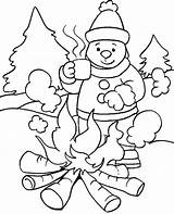 Winter Coloring Pages Printable Kids Staying Warm sketch template