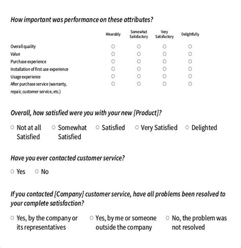 survey questions templates  sample  format