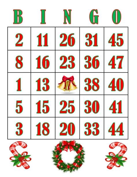 christmas bingo cards  printable