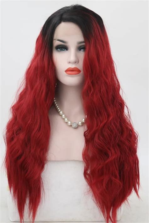 1bt Wine Red Slight Wave Lace Front Wig Synthetic Wigs Babalahair