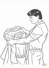 Coloring Pages Superman Clark Kent Costume Holding His Drawing Printable Silhouettes sketch template