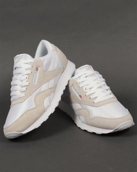 reebok classic nylon trainers white light grey shoes