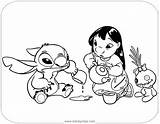 Stitch Lilo Coloring Pages Tea Disneyclips Having sketch template