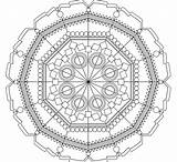 Geometric Coloring Pages Mandala Printable Adults Shaped sketch template