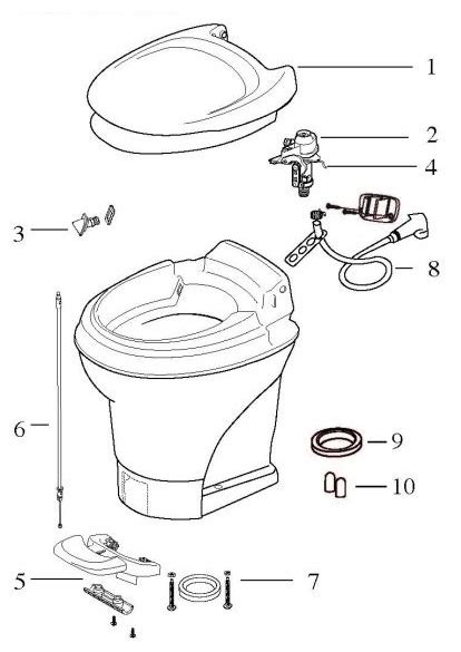 interior parts accessories  thetford toilet manual flush  mechanism   aqua