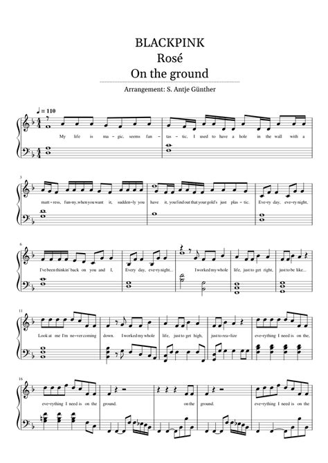 rose — on the ground piano sheet music 악보 in 2021 sheet