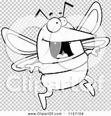 Mosquito Jumping Happy Outlined Coloring Clipart Vector Cartoon Thoman Cory sketch template