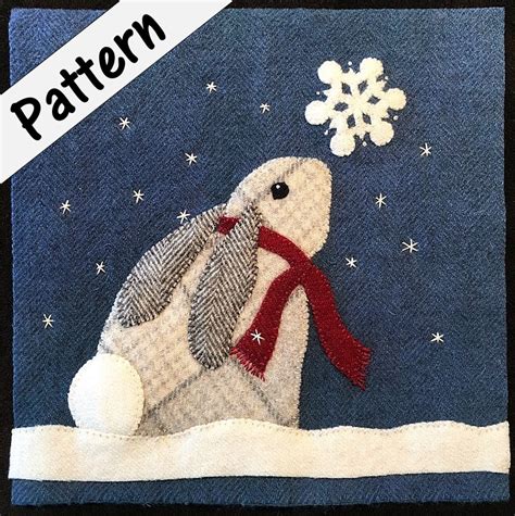 snow bunny pattern wool applique patterns applique quilting