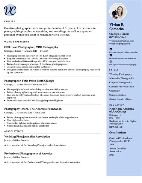 freelance photographer resume    put freelance