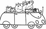 Pig Coloring Peppa Car Pages Family Driving Color sketch template