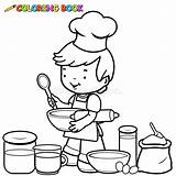 Coloritura Cucinare Ragazzo Prepara Pagina sketch template