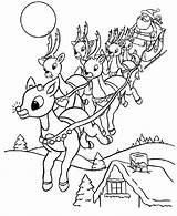 Coloring Christmas Reindeer Pages Santa Printable Kids Rudolph Sleigh Print Preschool Color Worksheets Drawing Santas Nosed Red Colouring Sheets Adults sketch template