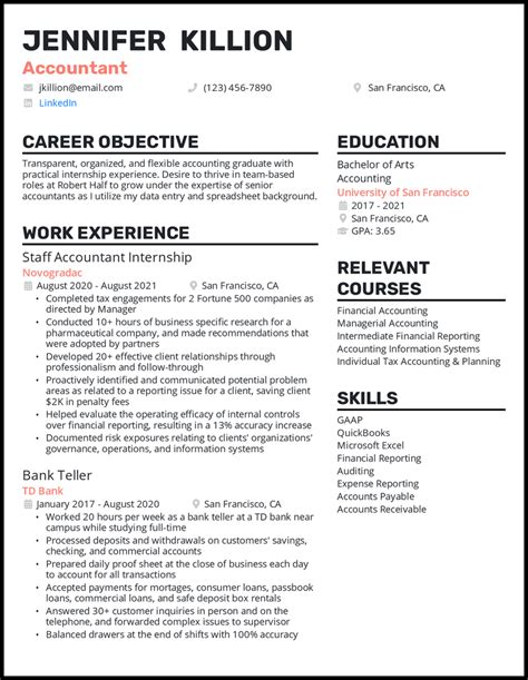 accountant resume examples  worked