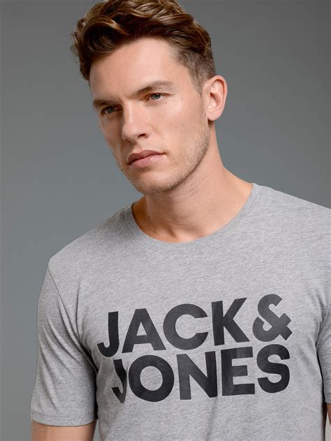 essential jack jones logo  shirt grey
