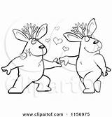 Jackalope Coloring Pages Romantic Dancing Pair Clipart Cartoon Cory Thoman Outlined Vector Template sketch template