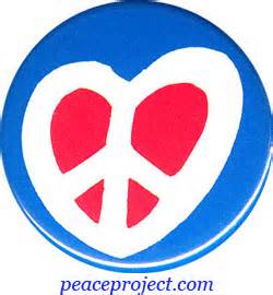 heart peace sign button pinback  magnet  peace resource