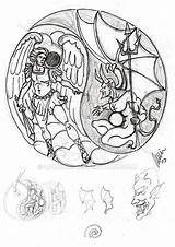 Demon Angel Vs Sketch Getdrawings Drawing sketch template