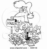 Junk Overwhelmed Mail Cartoon Woman Outline Illustration Royalty Toonaday Rf Clip Ron Leishman Clipart Regarding Notes sketch template