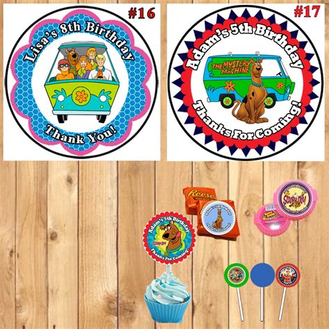 scooby doo birthday stickers round water bottle favor stickers 1 sheet