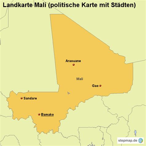 stepmap landkarte mali politische karte mit staedten landkarte fuer