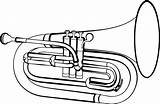 Baritone Clipart Euphonium Marching Mellophone Horn Silhouette Clip Band Drawing Sousaphone Transparent Saxophone Instruments Musical French Cliparts Cartoon Library Tuba sketch template